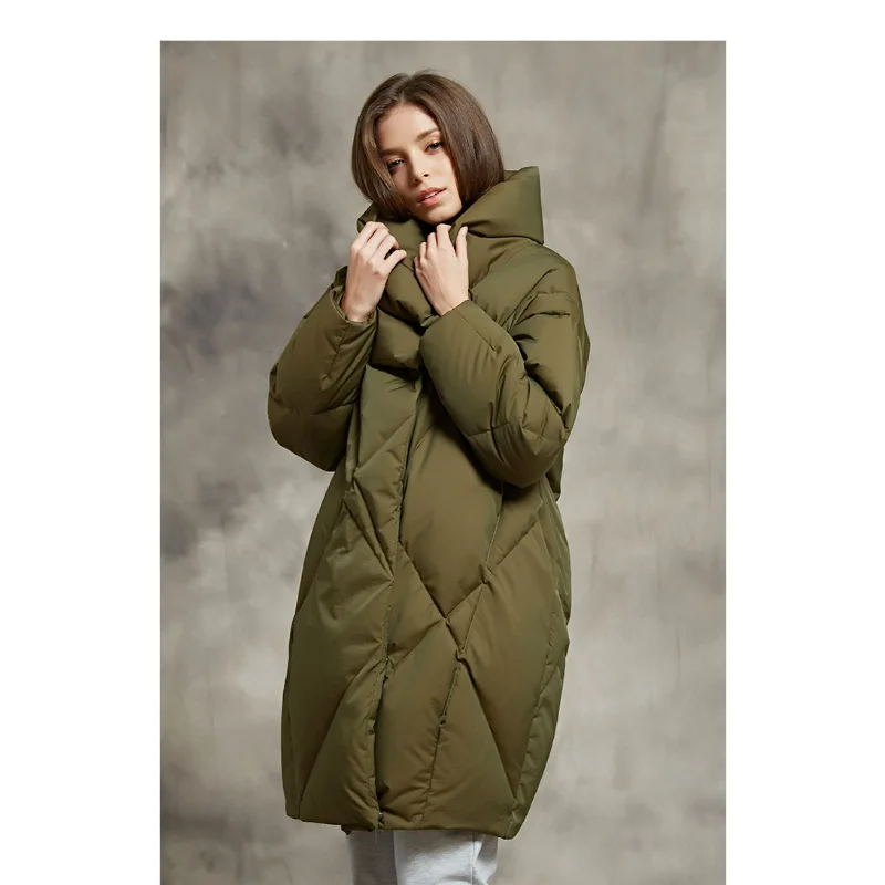 

Bread Cocoon-shaped Winter Down Coats Women White Goose Mid-length Thickened Jacket Literary Clothing Ladies Pile Pile Collar