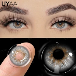 UYAAI-Lentilles de Contact Colorées Résistantes, Graduation Naturelle, Pupilles Grises, Dioptries,-0.75 à-6.00