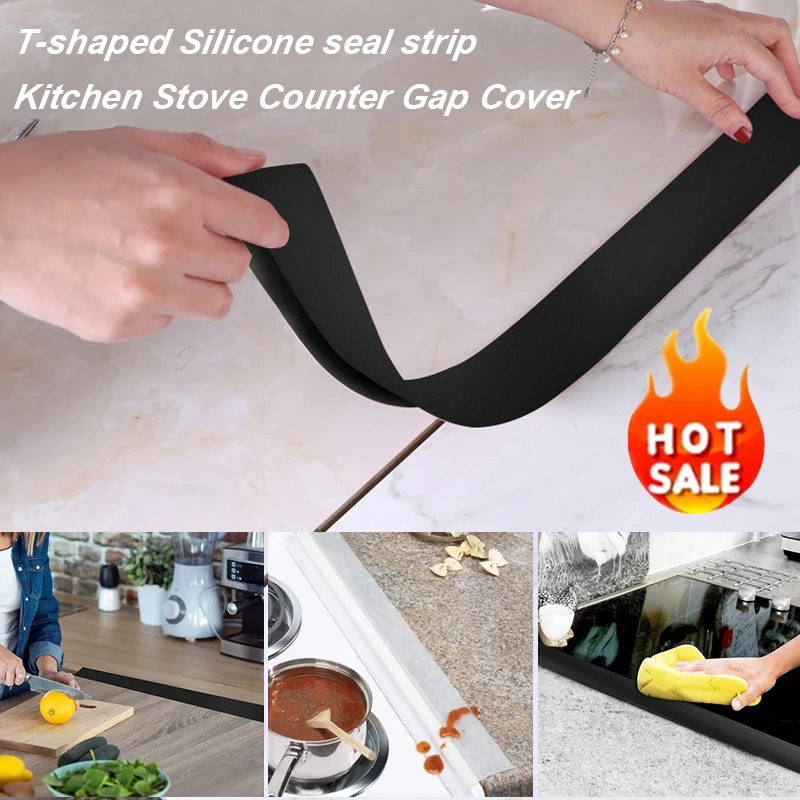 1PCS 25inch T-shaped Silicone Rubber Strip Kitchen oil and stain proof seal Stove Counter Gap Cover Sealing strip for valve seat