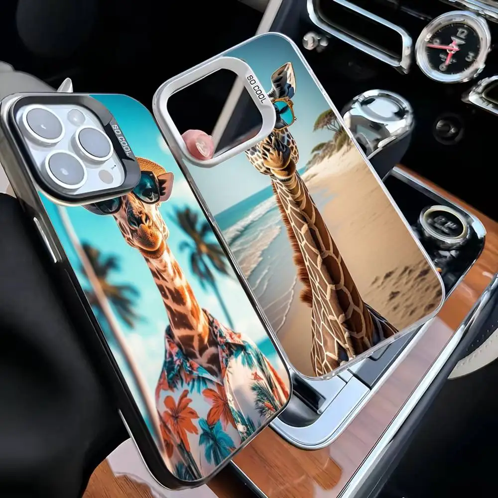 

Funny Giraffe Phone Case For iPhone 16,15,14,13,12,11,Mini,Pro,MAX Black Matte Shockproof Cover