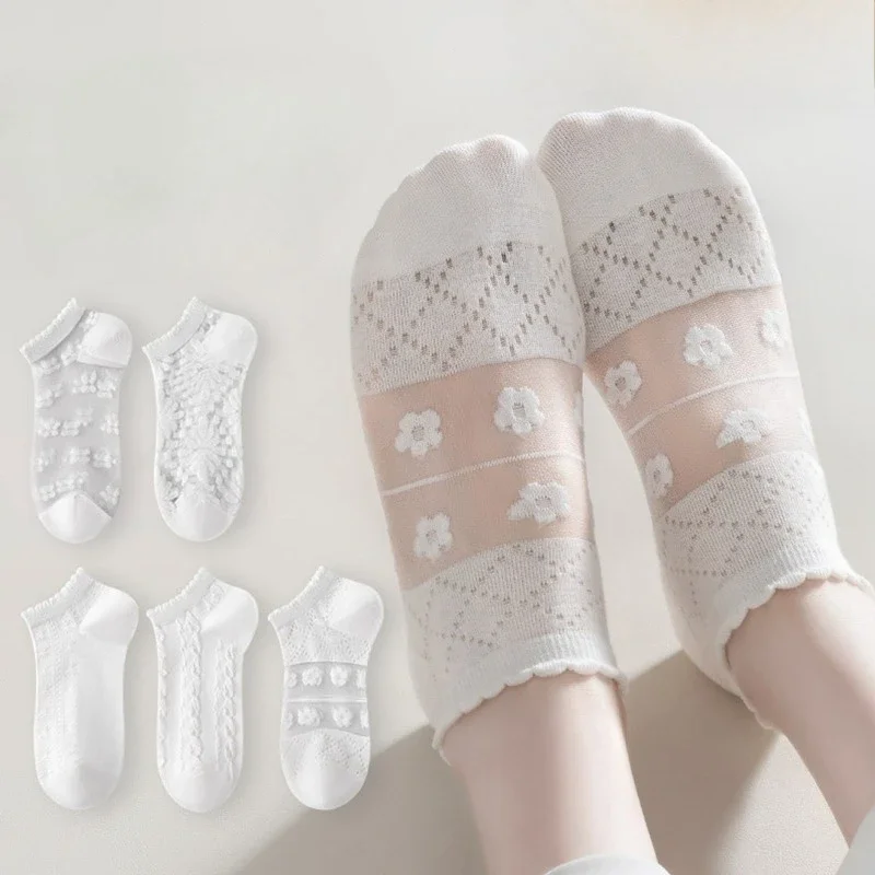 

Женские летние тонкие сетчатые носки из ледяного шелка, дышащие, влагоотводящие, удобные, повседневные