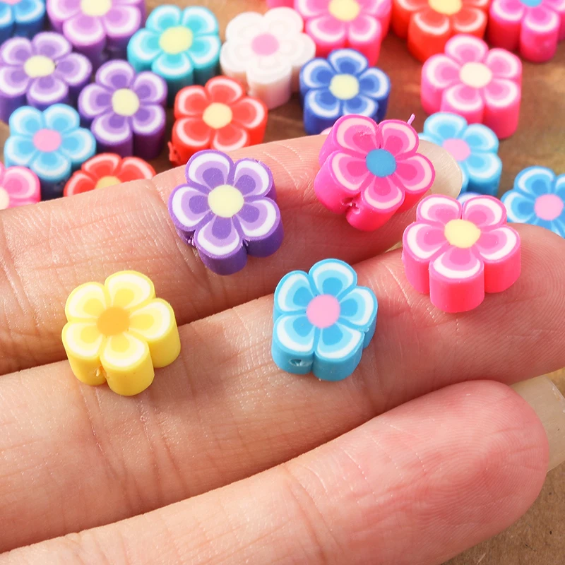 50 Pcs Mixed Flower Fruit Animal Polymer Clay Beads Loose Spacer Beads for Jewelry Making DIY Bracelet Necklace Accessories