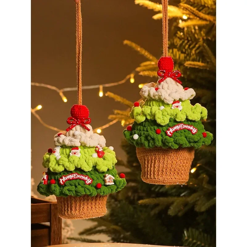 Crocheted Christmas Tree Gift Bag Christmas Eve Bag Children's Christmas Wrapping Gift Handheld
