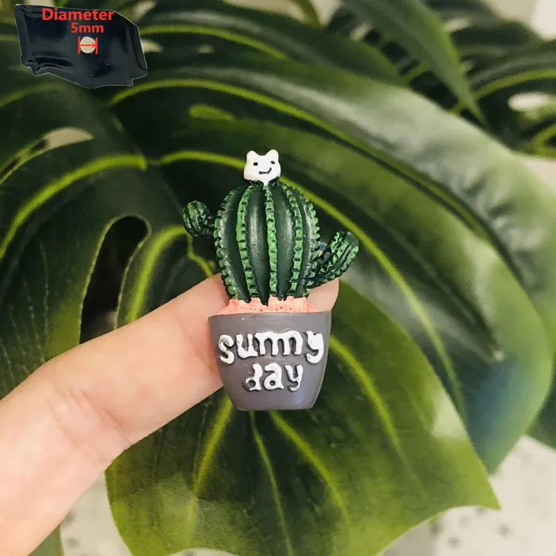 1PCS Resin Sunny Day Cute Mini Plant Succulent Potted Plant Fridge Magnetic Decoration Refrigerator Magnets Sticker Gift