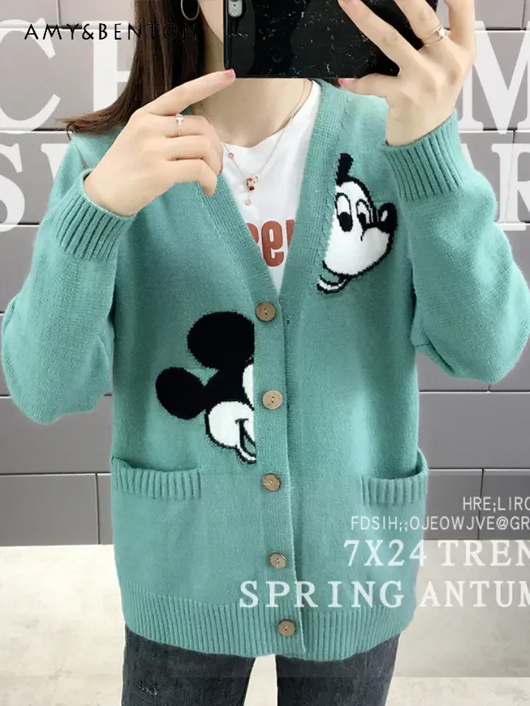 Frauen Kleidung Junge Strickjacke Pullover Frühling Lässige Strickwaren Mantel Mode Trend V-ausschnitt Gestrickte Pullover Jacken Damen