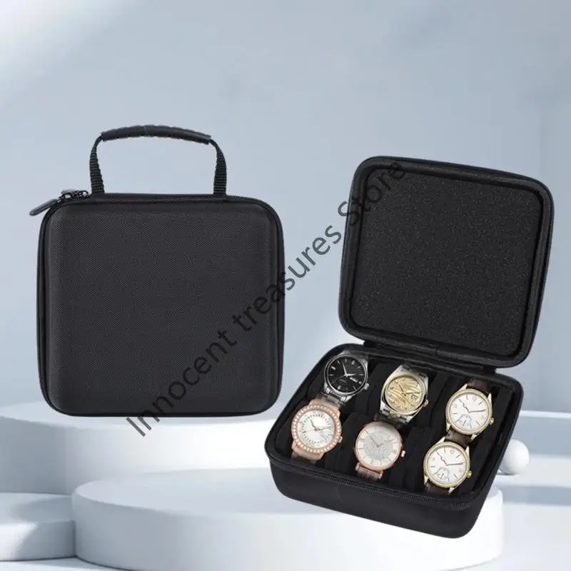 3XUA 6 Slot Case Jewelry Bag Wristwatch Storage Box With Shock Resistant Shell