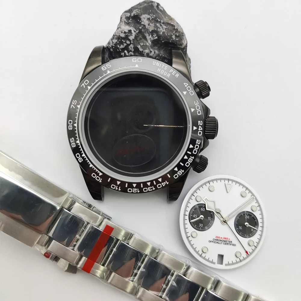 

Новый комплект мужских кварцевых часов, водонепроницаемый корпус из нержавеющей стали VK63, 39,5 мм, светящийся циферблат, стерильный браслет