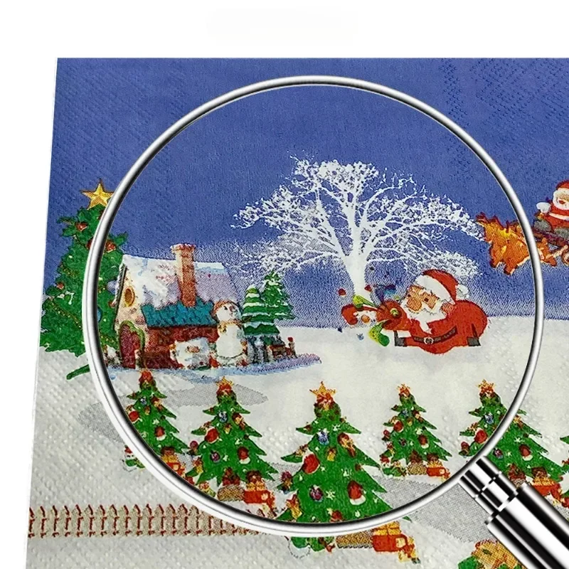 20pcs 2-Ply 33cm Snow Winter Christmas Series Printed Colourful Paper Napkins Disposable Christmas Decoration Supplies Napkins