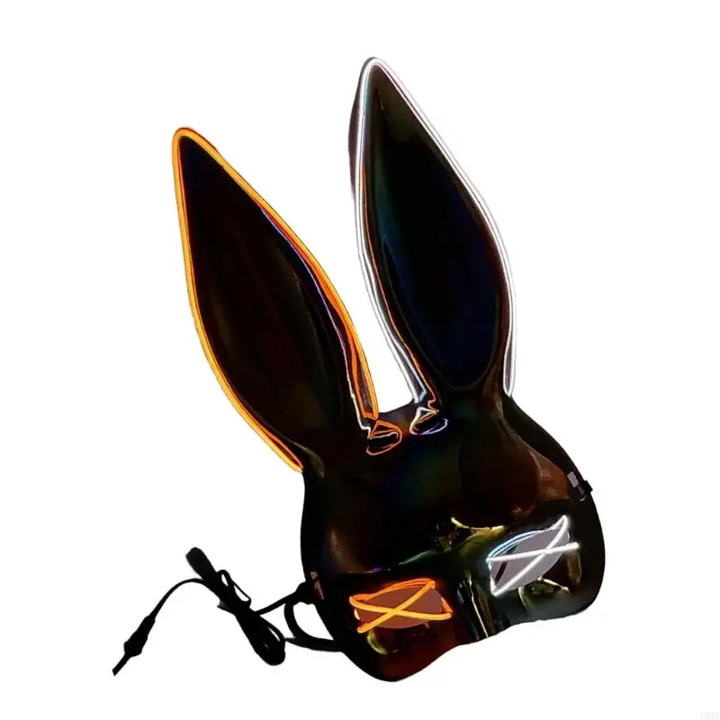49MF Rabbits Half Face Mask Costume Accessories for Women Halloween Masquerade