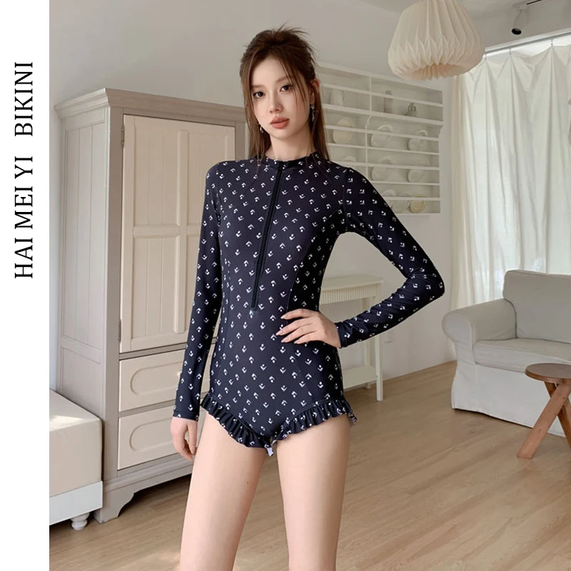 

Новый женский консервативный термокупальник H 2024 с длинными рукавами для спа и плавания, скрывающий живот, с эффектом похудения