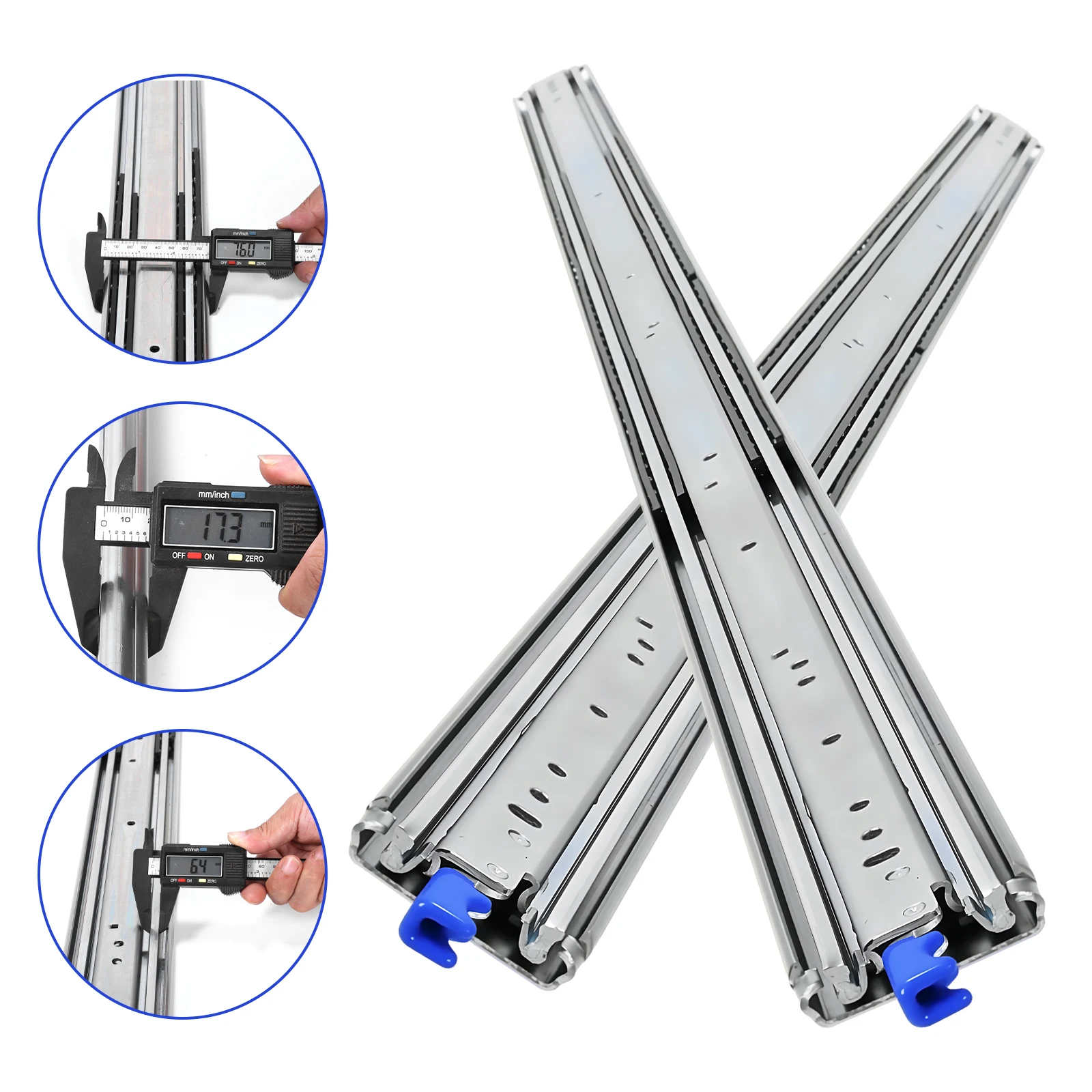 شرائح الأدراج شديدة التحمل مقاومة للصدأ 3 أضعاف دليل السكك الحديدية ارتداء المقاومة لعدائين الأدراج المهنية لخزانة ميكانيكية لشاحنة RV #4