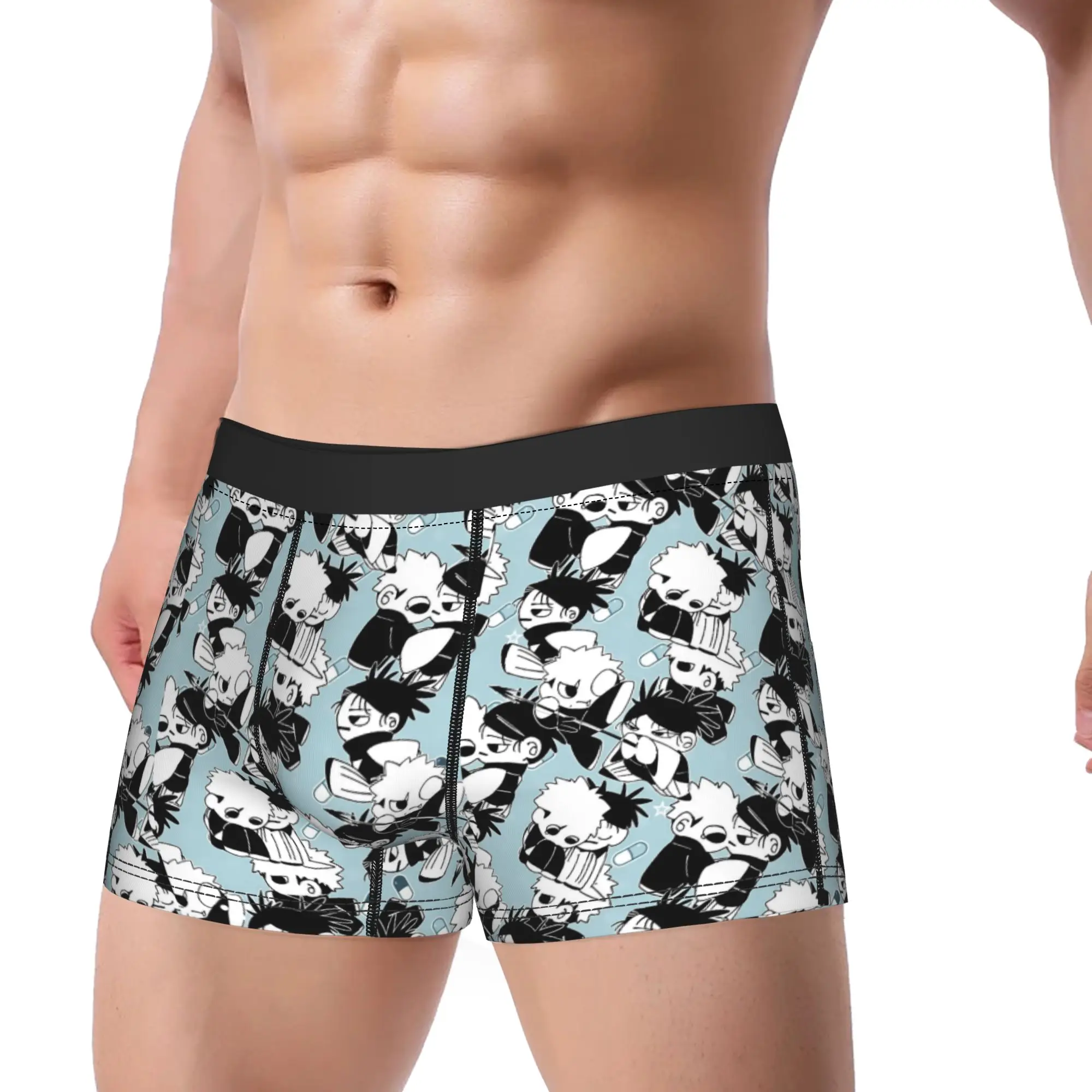 Jujutsus kaisens Character Head Underwear  Sexy Soft Underpants Printing Boxer Brief For Men Pouch Plus Size Trunk