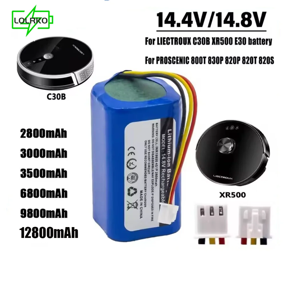 

14.8V 680000mAh li-ion battery For LIECTROUX C30B XR500 E30 Proscenic 800T 830P 820P 820T 820S 820 Robot Vacuum Cleaner battery