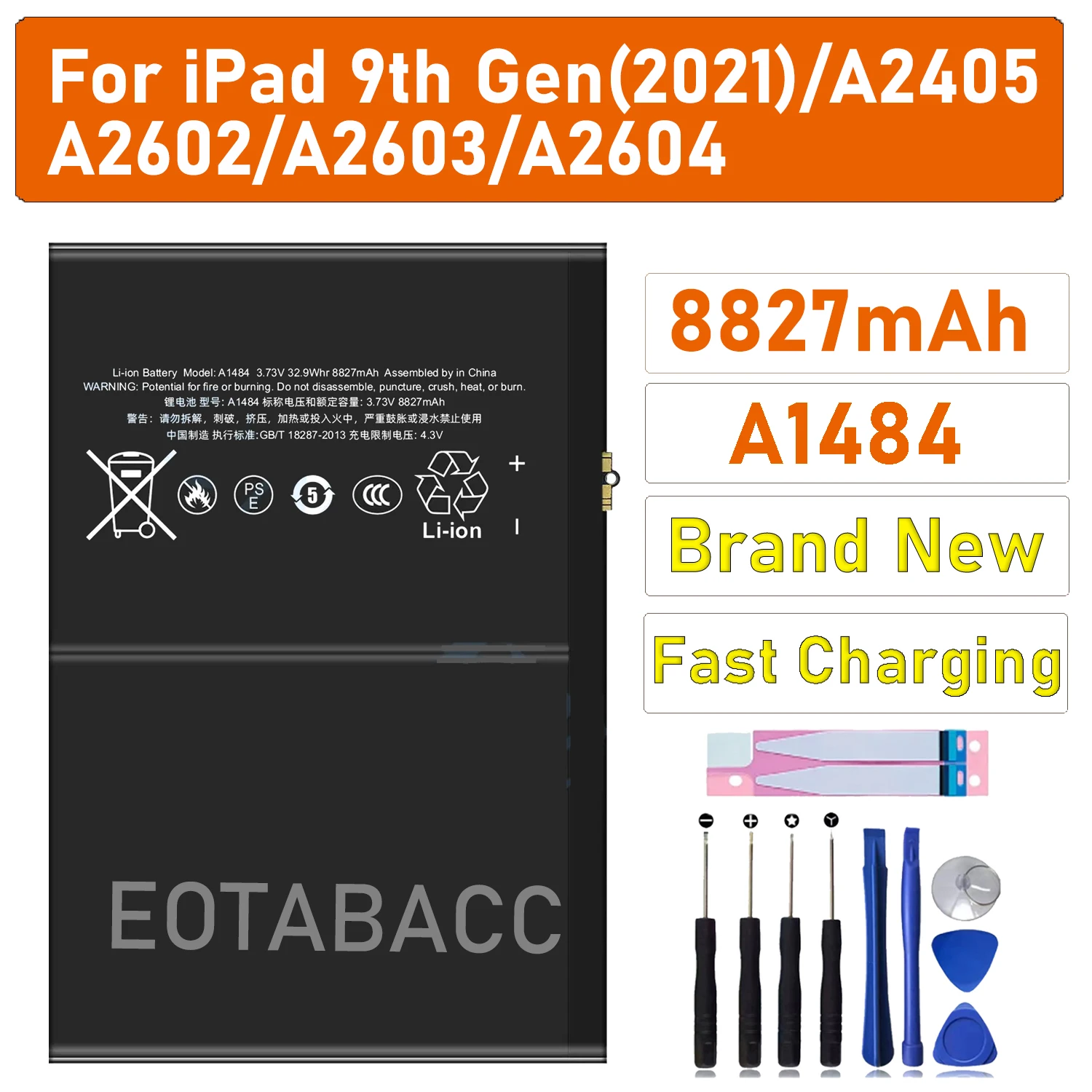 2026 Years high quality new Battery 8827mah For Apple iPad 9th Gen