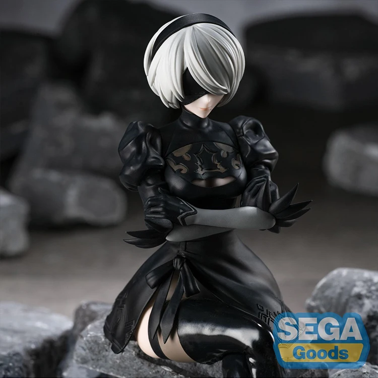 En stock Nier:Automata Figura de acción Yorha No. 2 Figuras de anime tipo B 2b 9s Estatua de postura sentada Colección Modelos Muñecas Juguetes