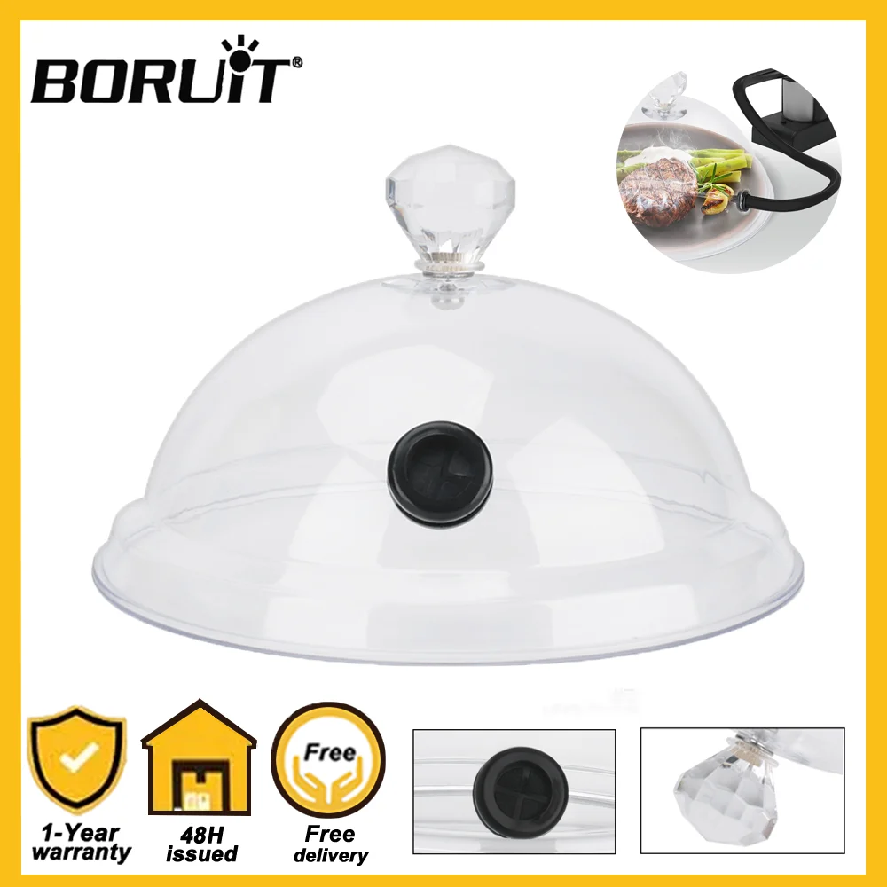 

BORUiT 6 10 12-дюймовая крышка для дыма, крышка для молекулярной кухни, вытяжка для генератора холодного дыма, приготовления пищи, барбекю, гриля, мяса, кухонного инструмента