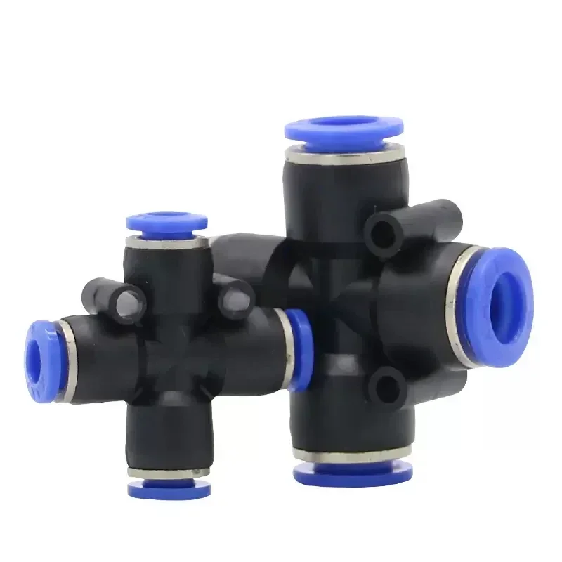 5PCS Pneumatic Air Tube Push In Fitting Cross 4-Way Plastic Connector PZA4/6/8/10/12 Pneumatic Parts 5PCS