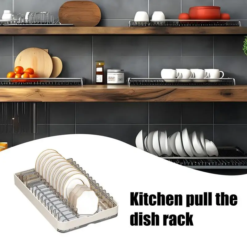 Pull Out Kitchen Cabinet Organizer Slide Out Dish Rack With Drainboard Storage Rack For Kitchen Bathroom Living Room Pantry