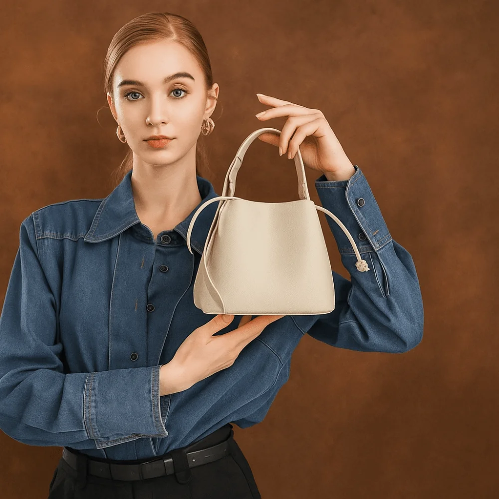 

Litchi Texture PU Leather Bucket Bag Simple Casual Crossbody Shoulder Bag Solid Color Fashion Underarm Bag Girl