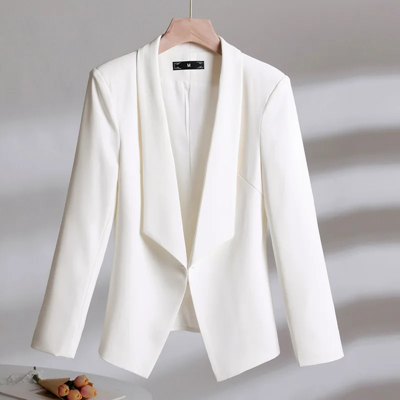 

Women Blazer Jacket Solid Color Turn-Down Collar Long Sleeve Female Coat Fashion Elegant OL Ladies Outerwear Spring Autumn New