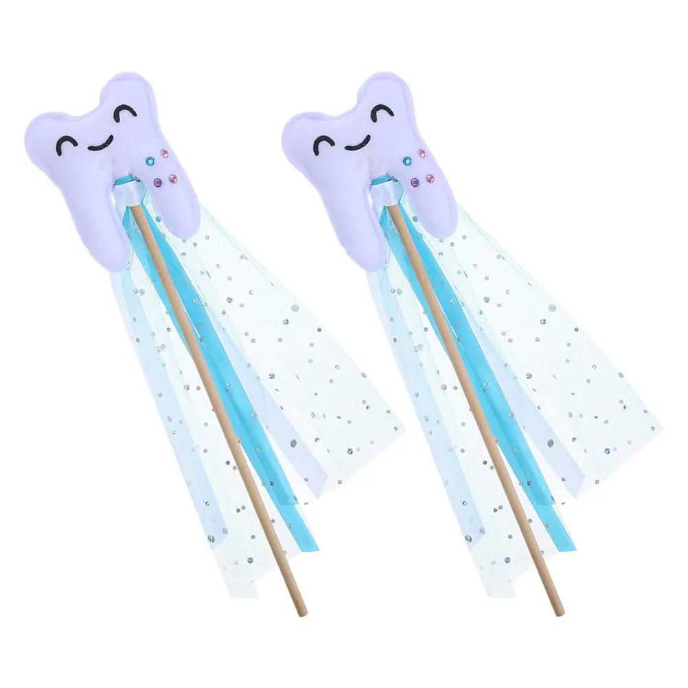 2Pcs Tooth Shaped Fairy Wand Versatile Use for Kids Costumes Stage Shows and Party Cosplay Princess Fairy Wands