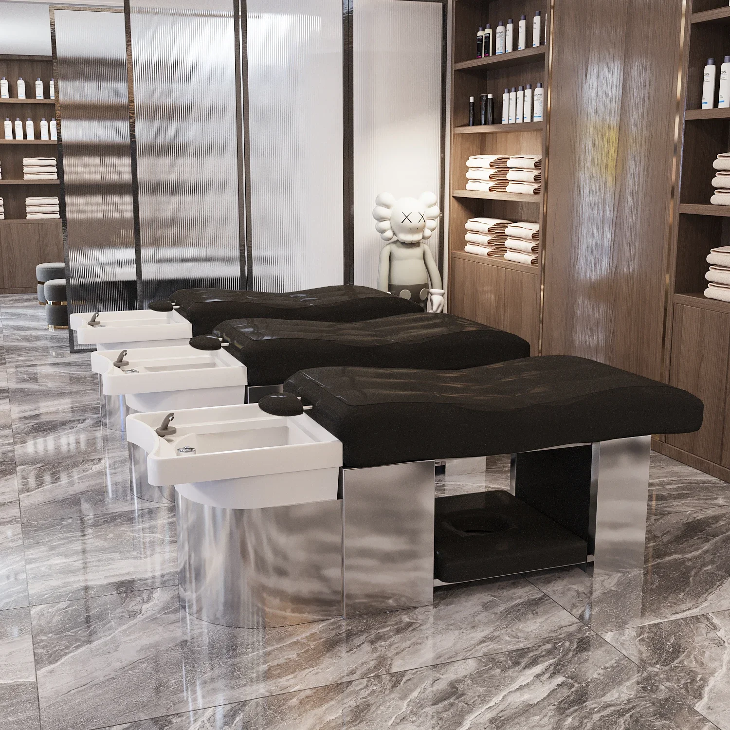 

Porcelain Hairdressing Salon Washbasin Beauty Shampoo Basin Stand Spa Bed for Hair Massage in Stock Equipment Styling Chairs