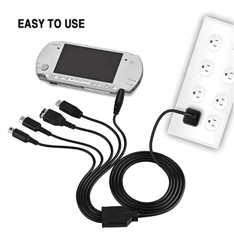 Kabel pengisian daya 5 In 1 untuk Nintendo Wii U, NEW 3DSXL, NEW 3DS, NDS LITE SP, PSP, kabel pengisian daya mudah digunakan