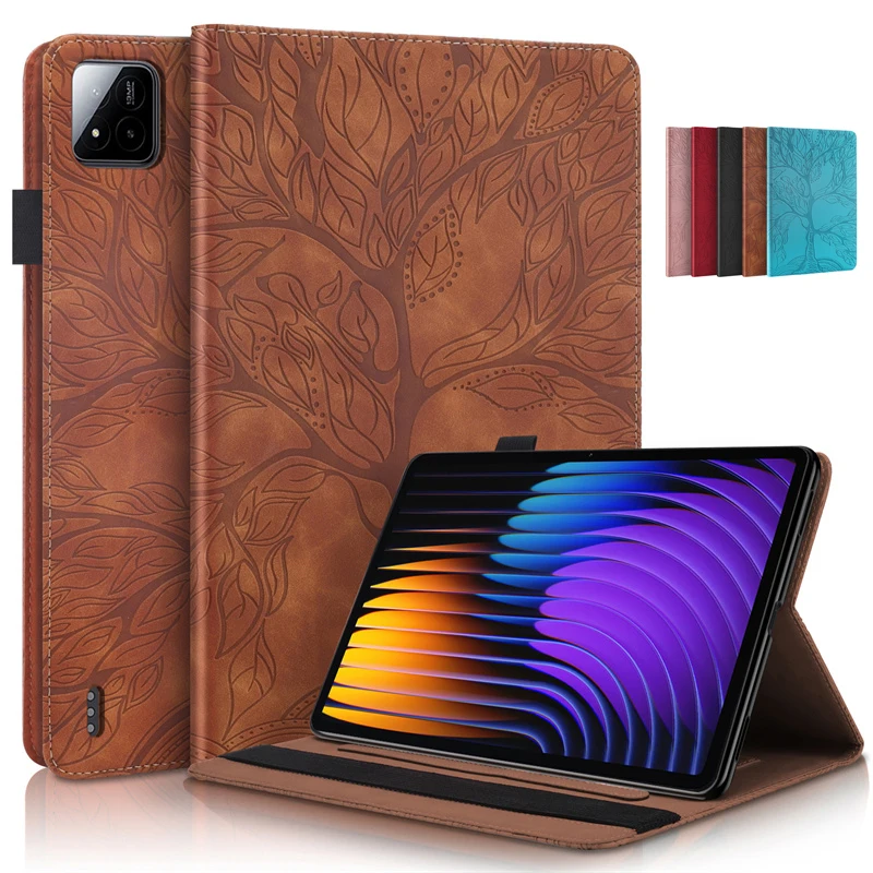 

Чехол Funda для Xiaomi Pad 7, 11,2 дюйма, откидной чехол-кошелек с тиснением дерева, чехол-подставка для Coque Xiaomi Pad 7 Pro, 11,2 дюйма