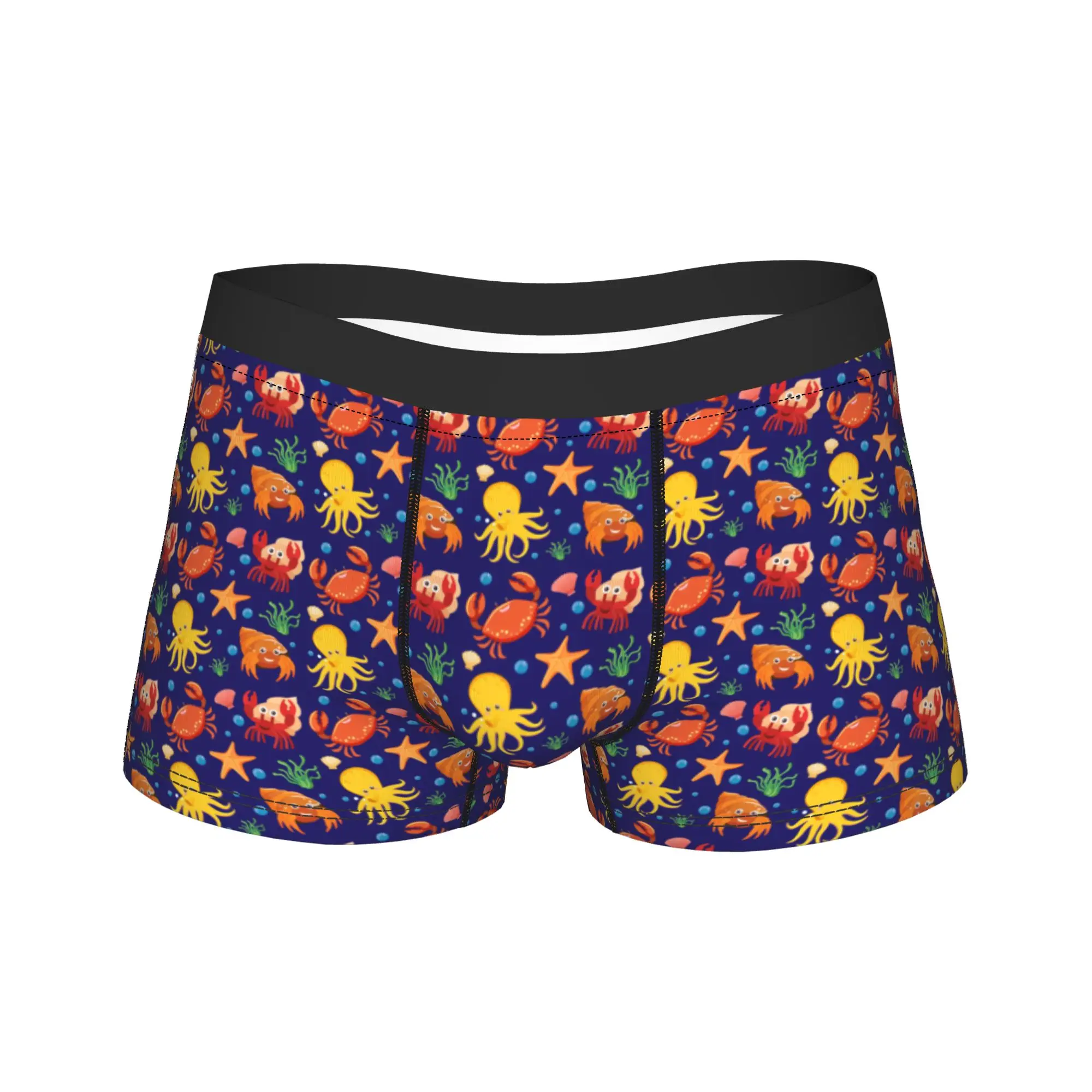 Marine Life With Crabs, Octopuses, And Shells Underwear  Pattern Boxershorts Hot Sale Man Underpants Classic Shorts Briefs Gift