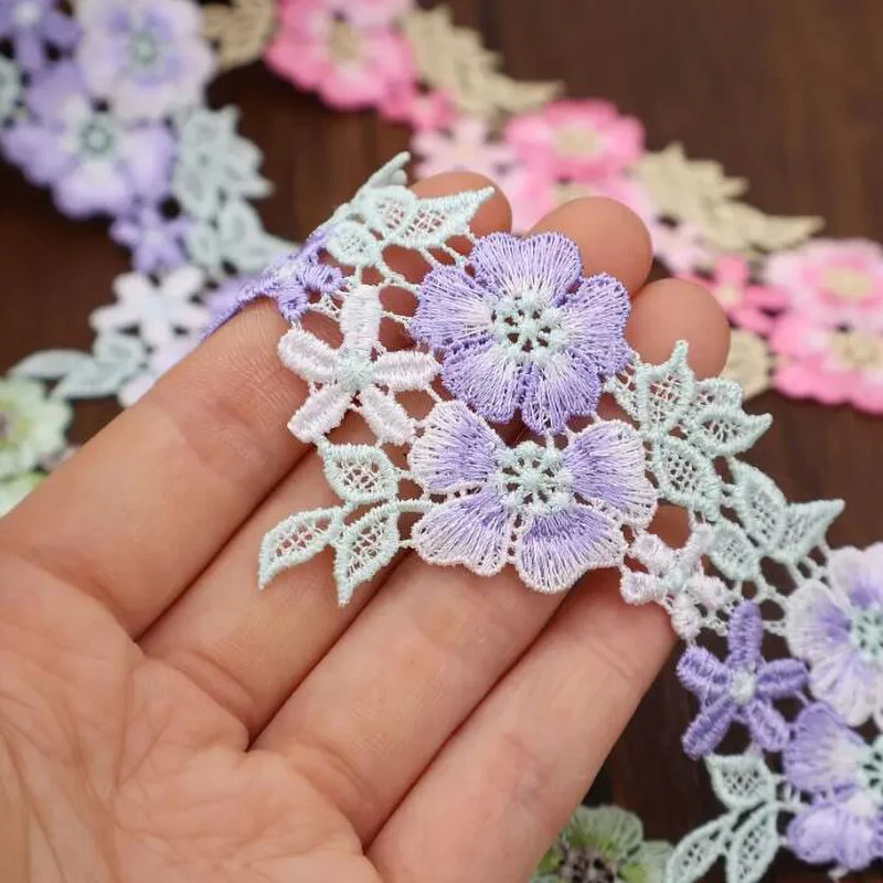 1 Yard Pink Purple Green Fluorescent Rose Venice Lace Various Skirts Bras Clothing Accessories 4.5CM Wide