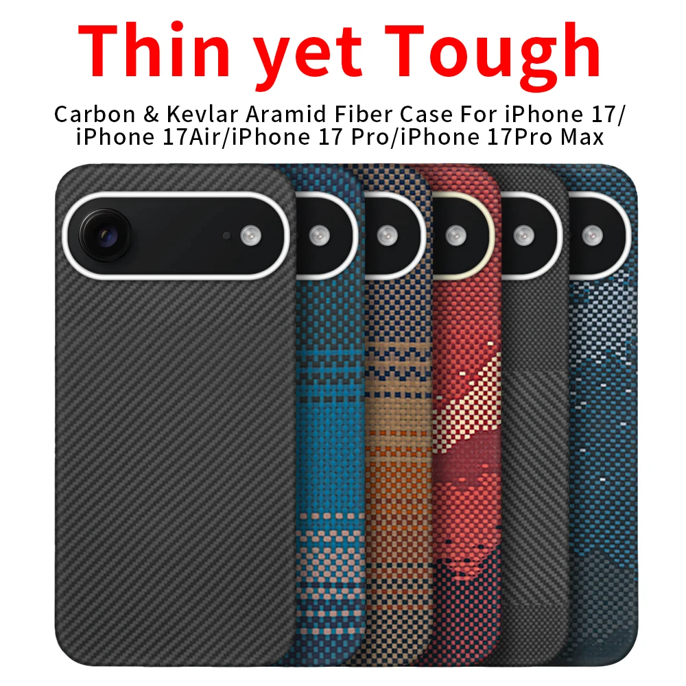 

Для iphone 17 air carbon новый чехол Серебристый 600d карбоновое арамидное волокно magsafe ткань тонкий жесткий 17 pro max чехол магнитный свет