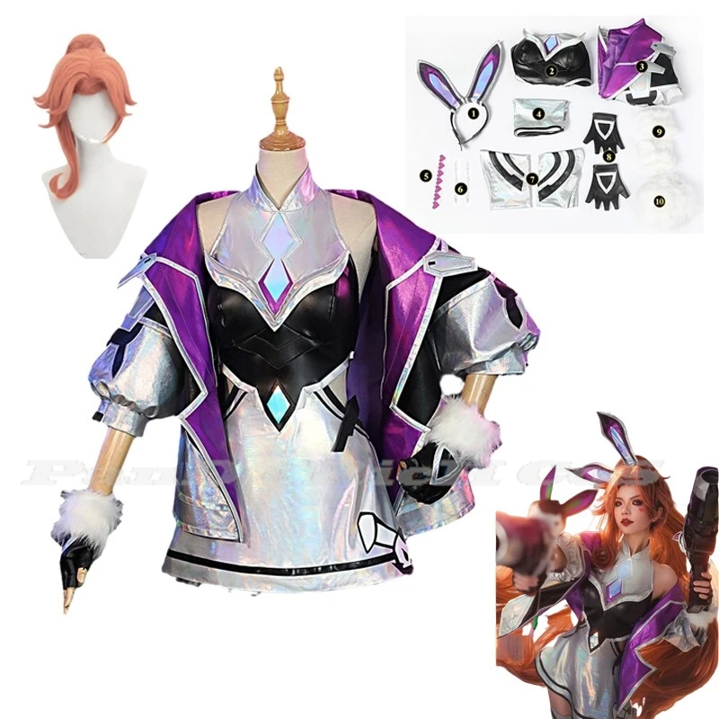 คอสเพลย์ Bounty Hunter Sarah Fortune เกม LOL ชุดคอสเพลย์ผู้หญิงโชคลาภมิสฟอร์จูนวิกผู้หญิง Baju karnaval ฮาโลวีน