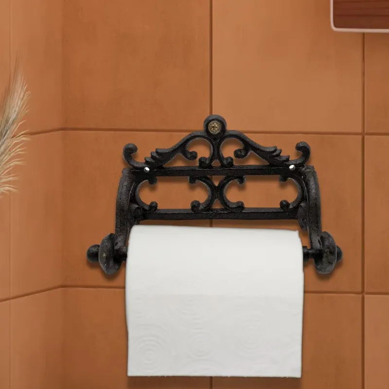 

B-Est Iron Toilet Paper Roll Holder Cast Rustic Wall Tissue Holder Wall Mounted Roll Paper Decor For Kitchen And Bathroom