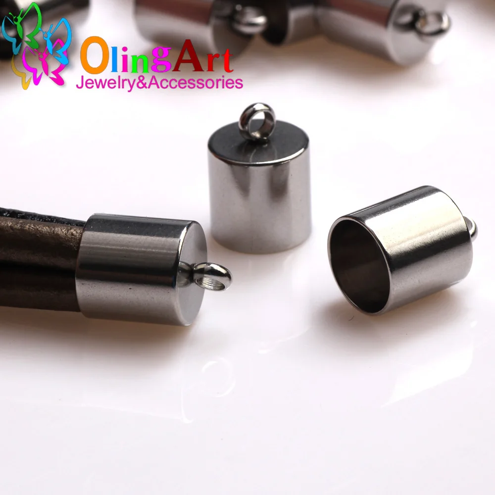 Stainless Steel 2-10mm Leather Cord End Tip Caps For Tassel Clasps Hooks Connectors DIY Bracelets Jewelry Findings Accessories