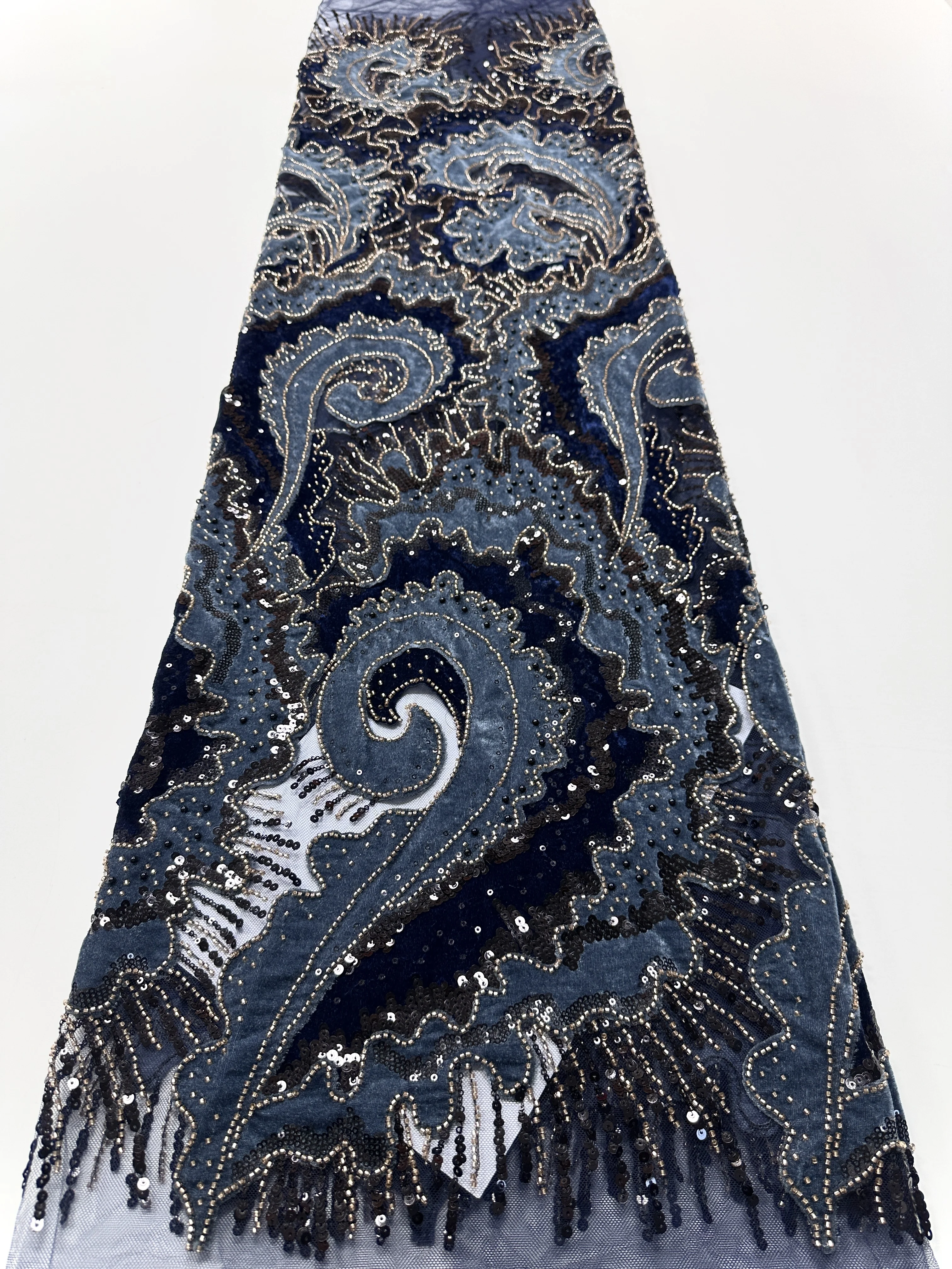 

Бархатная тяжелая кружевная ткань в африканском стиле с бисером, мягкая сетчатая кружевная ткань с блестками, тюлевое кружево для шитья свадьбы