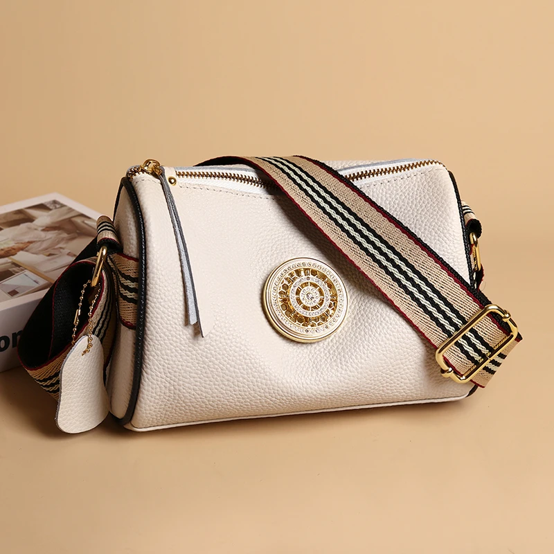 

Women Genuine Leather Handbags Designer Rotating metal lock Ladies Shoulder Bags Fashion New Luxury Brand Female Messenger Bag