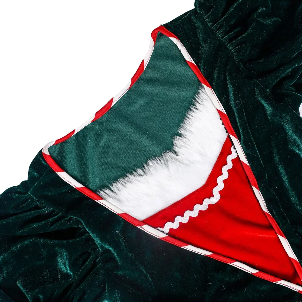 Adult Women's Christmas Costume Carnival Xmas Party Cosplay Santa Claus Green Elf Costume