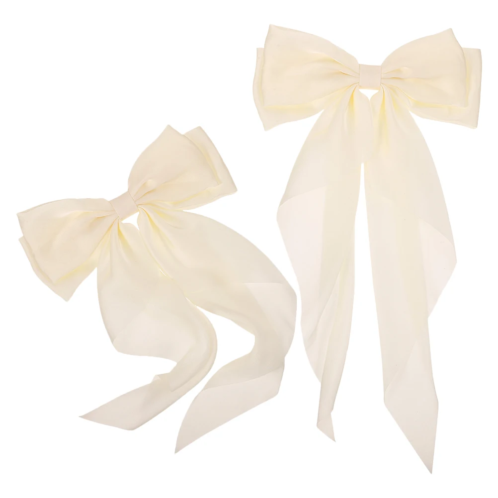 

2pcs Bow Hair Clips Ponytail Accessories Women Beige Teen Girls Durable Stylish Practical Hair Bows Barrettes Hairpins