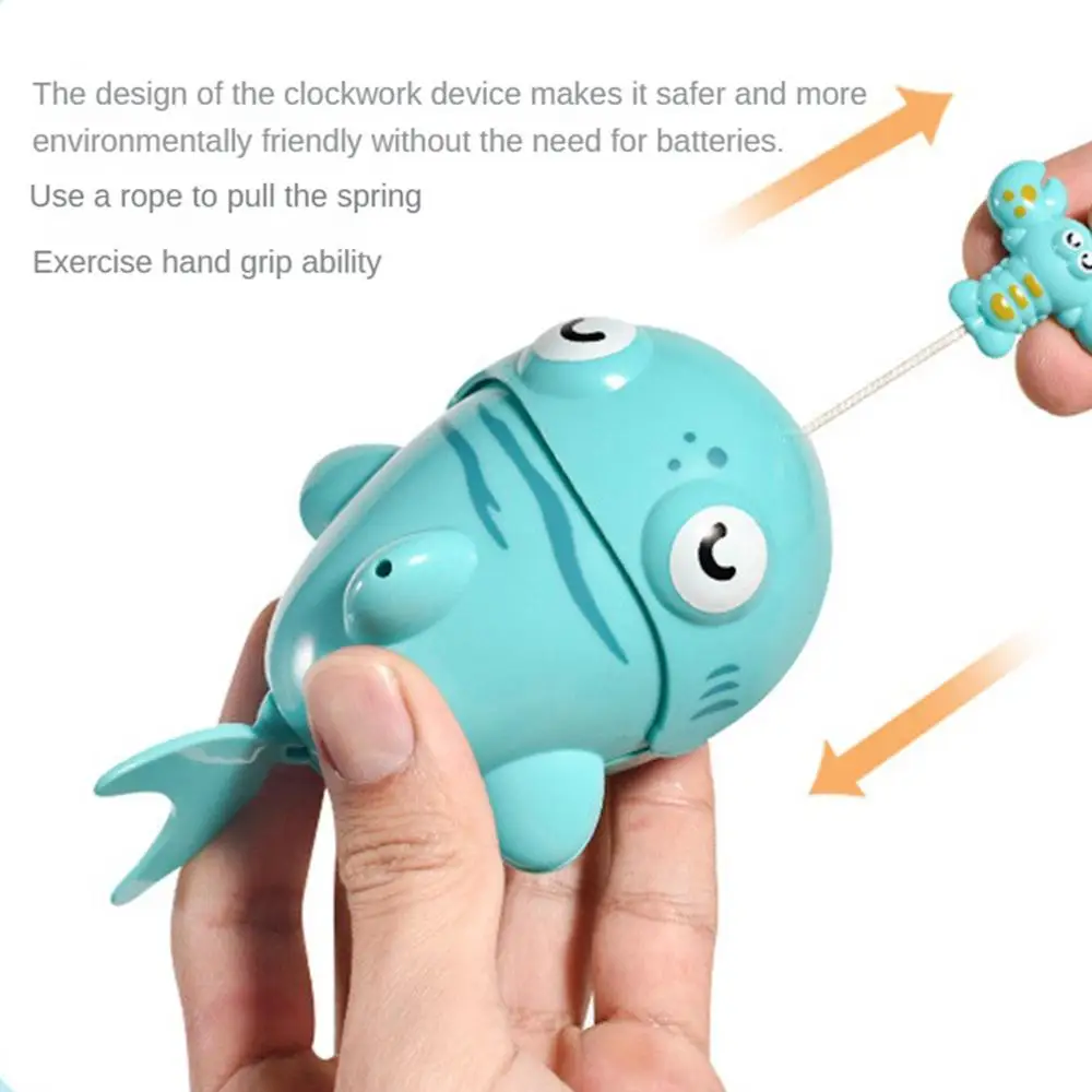 Bath Toys Small Shark Small Frog Simulated Animals Swimming In Water Animal Toy Hair Pull Line Bathing Water Toys High-quality