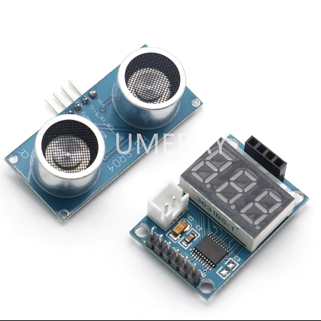 5pcs   Ultrasonic distance measuring module HC-SR04 test board serial output Nixie tube display Distance measuring equipment