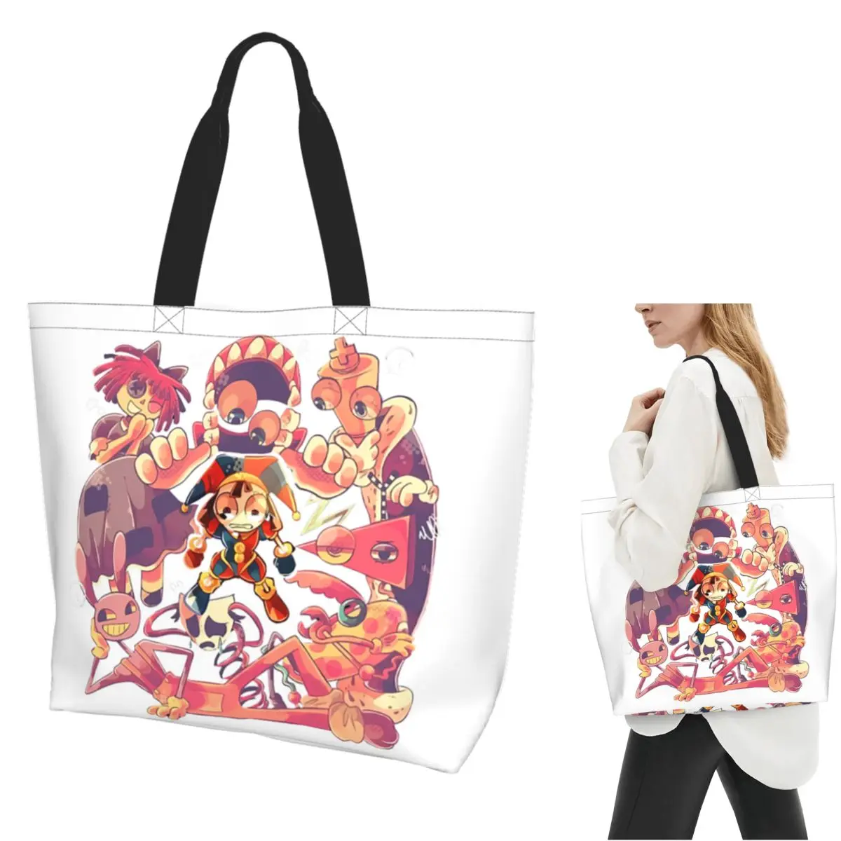 The Amazing Digital Circus Shopping Tote Bag Canvas Large Capacity Shoulder Bags Shopper Grocery Handbag for Women