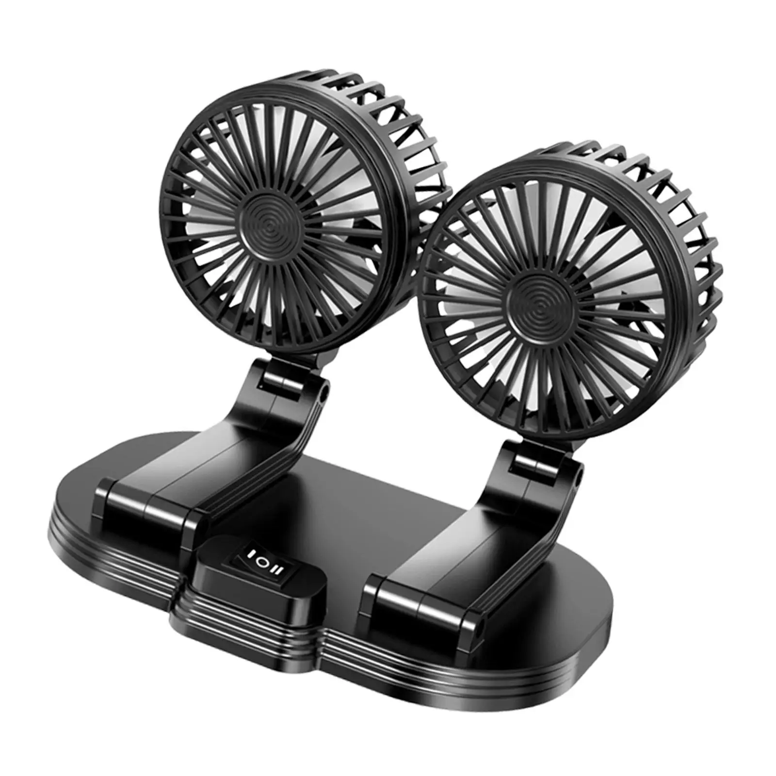 Car Fan Dual Head Equipment Adjustable Multipurpose Strong Wind Desk Fan for Automobile Dashboard Office Summer Truck