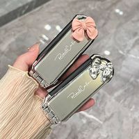Mini 2 in 1 Comb Mirror Set Square Bowknot Scalp Massage Comb with Mirror Anti Static Silver Air Cushion Combs Travel