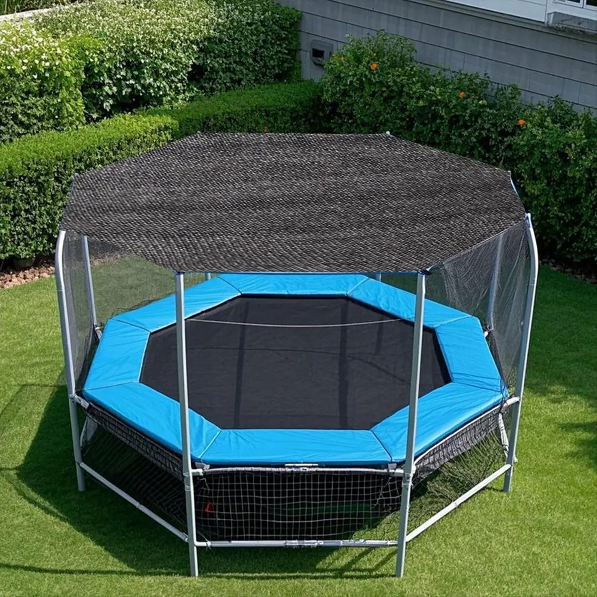 useful Trampoline Top Shade Cover, Outdoor Sun Protection Net,Sun Shade Cover,UV & Leaves Trampoline Canopy 8FT 6 Poles