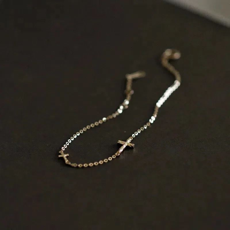 

CHOZON S925 Серебро 14 К Позолоченный Мини-браслет с Крестом Оптовая Изящные Ювелирные Изделия для Женщин