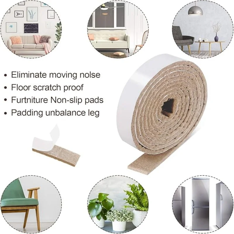 Thickened Felt Chair Leg Pads Tape Self-Adhesive Anti-slip Furniture Sliding Strip Mat Floor Protector Wear-resisting Stickers view 5