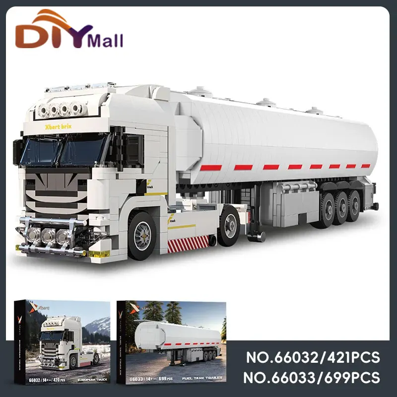 

Creative European Truck Fuel Tanker Trailer Building Set 2-in-1 Engineering Vehicle Model DIY Assembly Blocks STEM Gift for Kids