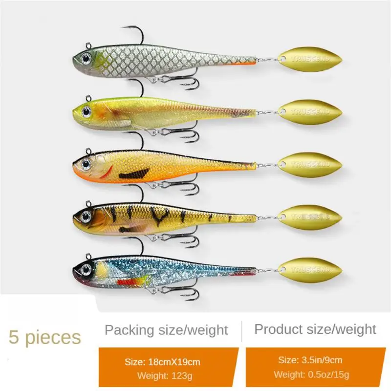 5PCS TRUSCENDPre-Rigged Shrimp Soft Plastic Lures Fishing Lures for Freshwater or Saltwater For Bass Fishing Jigs Trout Tackle