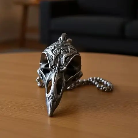 

Retro Nordic Style Crow Skull Pendant Animal Bird Necklace For Men Personalized Jewelry Amulet Gift Horror Costume Accessories