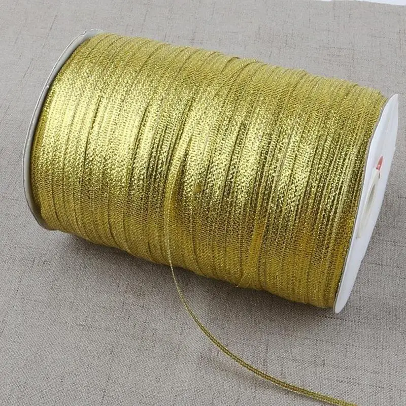 20Yards 4mm argento Color oro nastro di raso di seta festa casa decorazione di nozze confezione regalo avvolgimento cappelli di capelli di natale